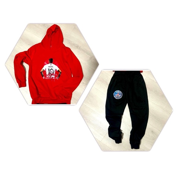 Kids Mbappé Size 140 (9-10) Pullover Hoodie and Sweatpants Set Hooded Outfits - Picture 1 of 7